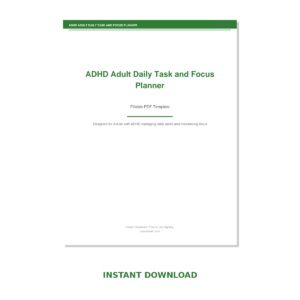 ADHD Adult Daily Task and Focus Planner
