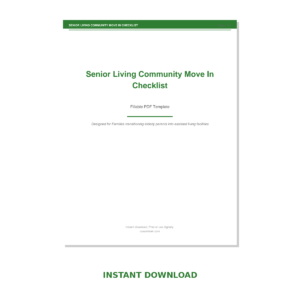 Senior Living Community Move In Checklist