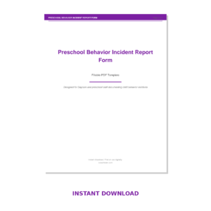 Preschool Behavior Incident Report Form