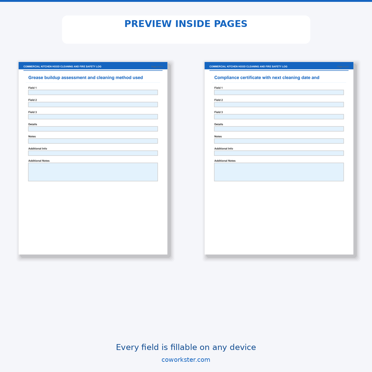 Commercial Kitchen Hood Cleaning and Fire Safety Log - Image 5