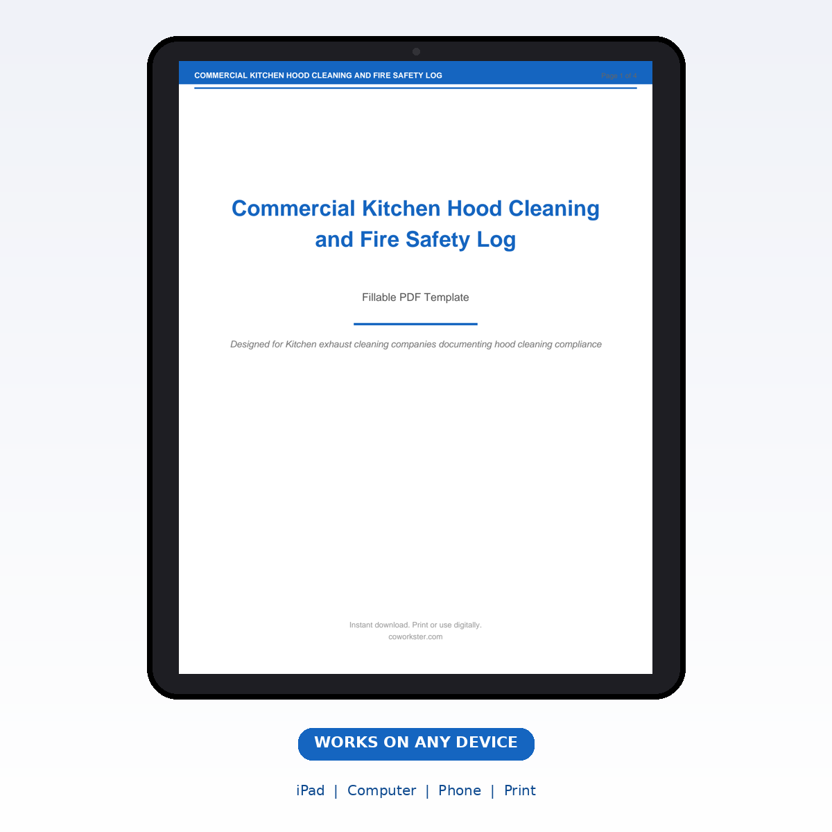 Commercial Kitchen Hood Cleaning and Fire Safety Log - Image 6