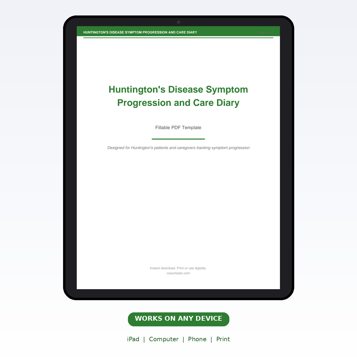 Huntington's Disease Symptom Progression and Care Diary - Image 6