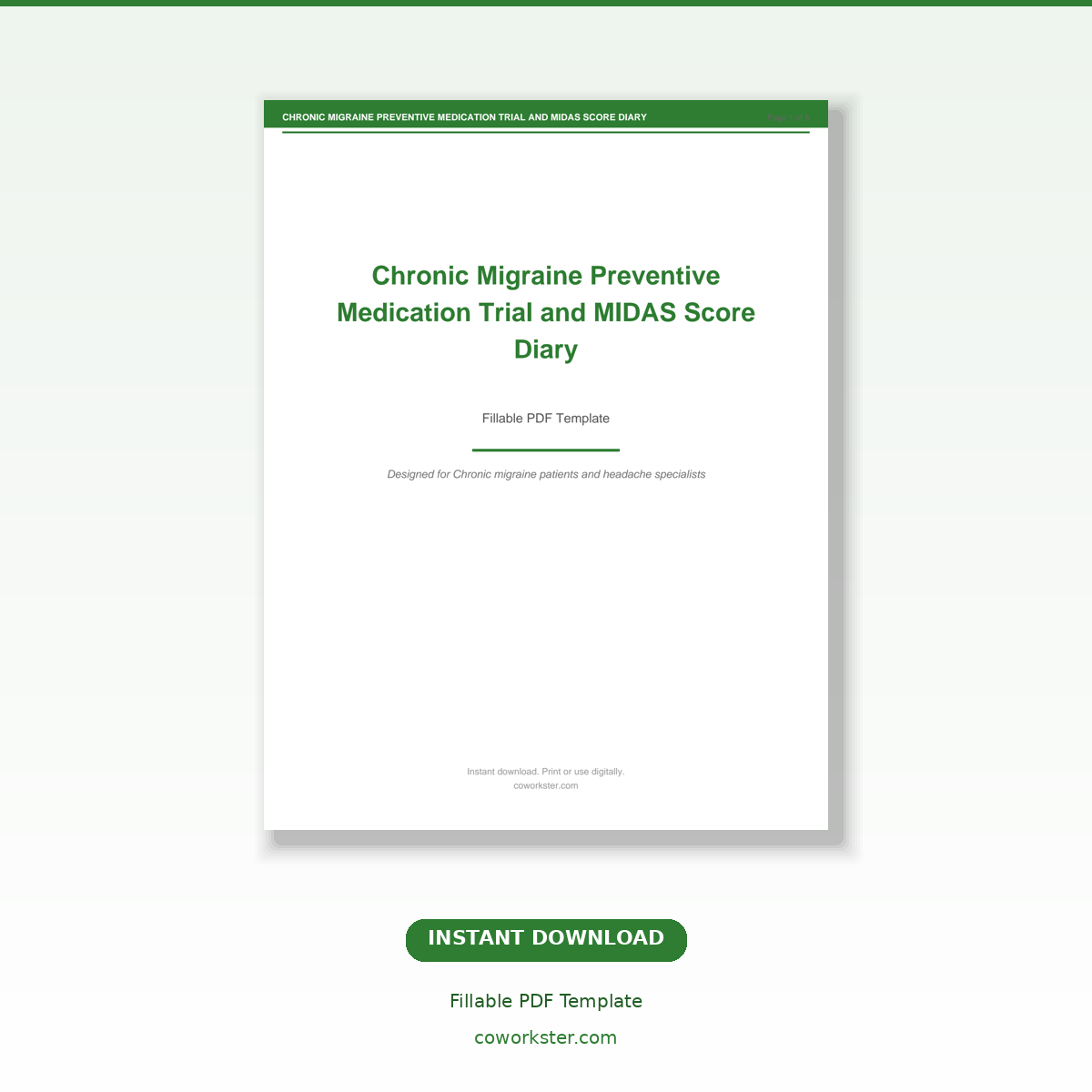 Midas Score Sheet.pdf Chronic Migraine Preventive Medication Trial and MIDAS Score Diary ...