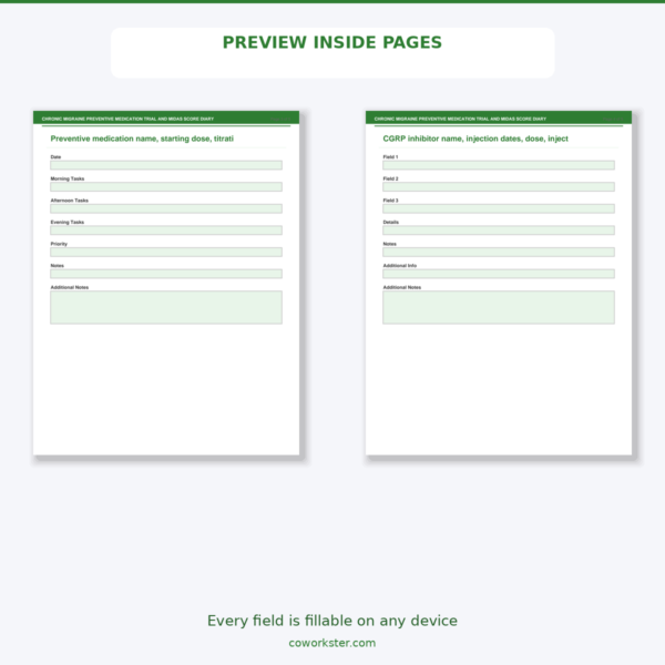 Midas Score Sheet.pdf Chronic Migraine Preventive Medication Trial and MIDAS Score Diary ...