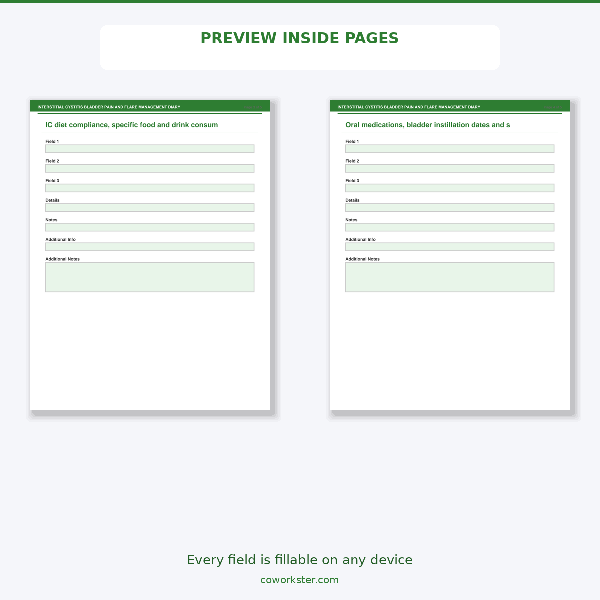 Interstitial Cystitis Bladder Pain and Flare Management Diary - Image 5