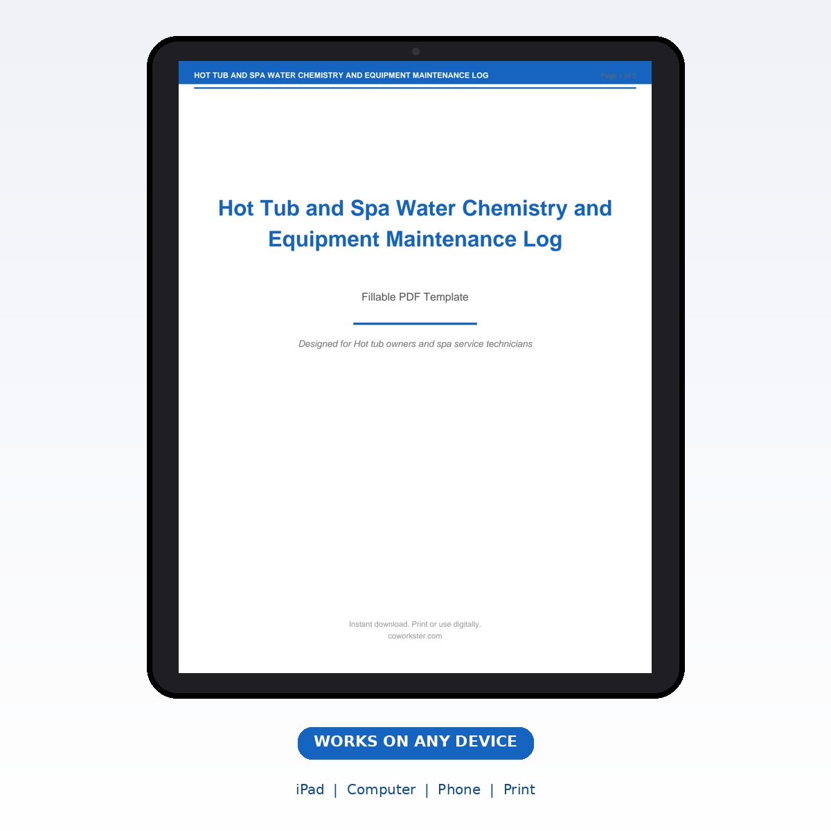 Hot Tub and Spa Water Chemistry and Equipment Maintenance Log - Image 6