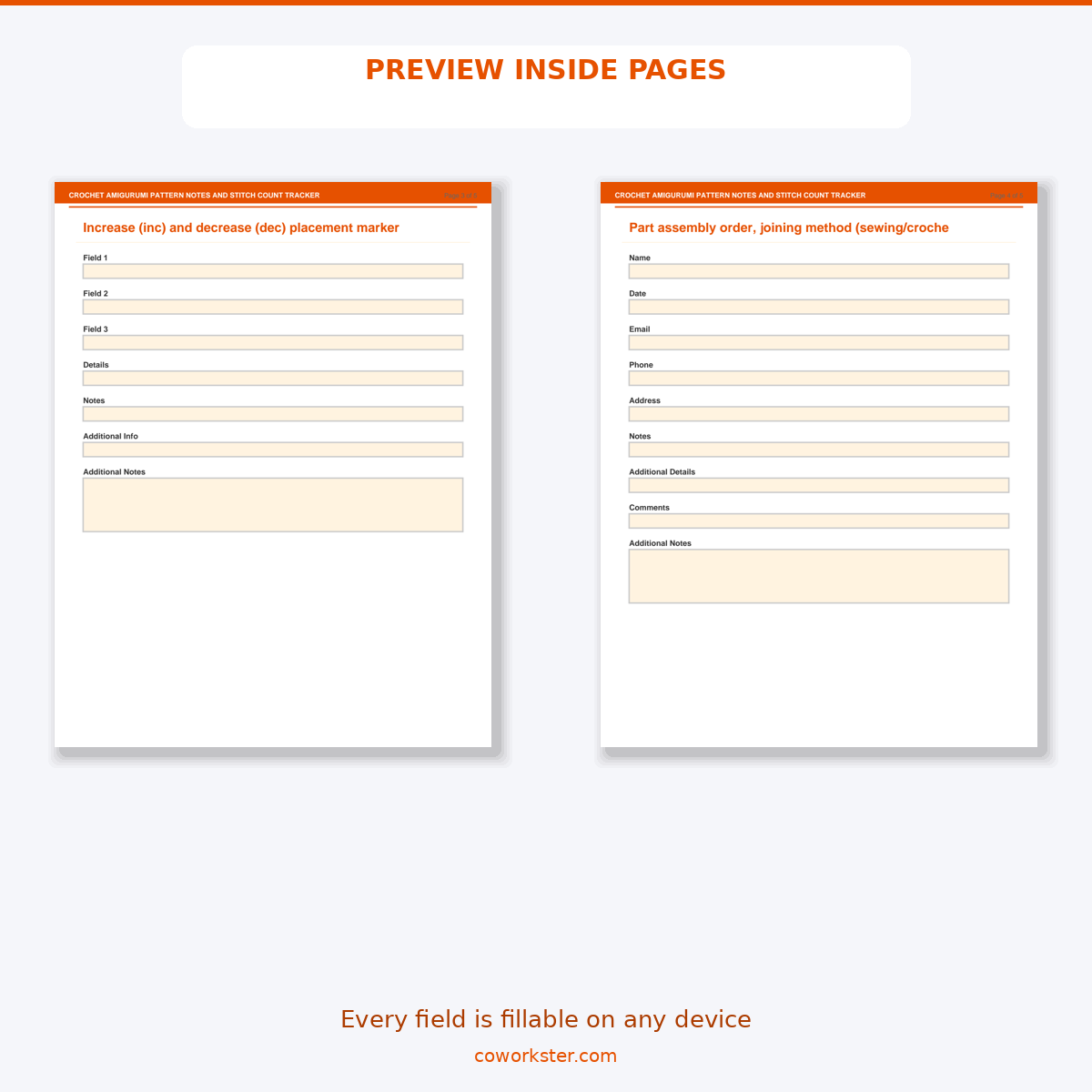 Crochet Amigurumi Pattern Notes and Stitch Count Tracker - Image 6