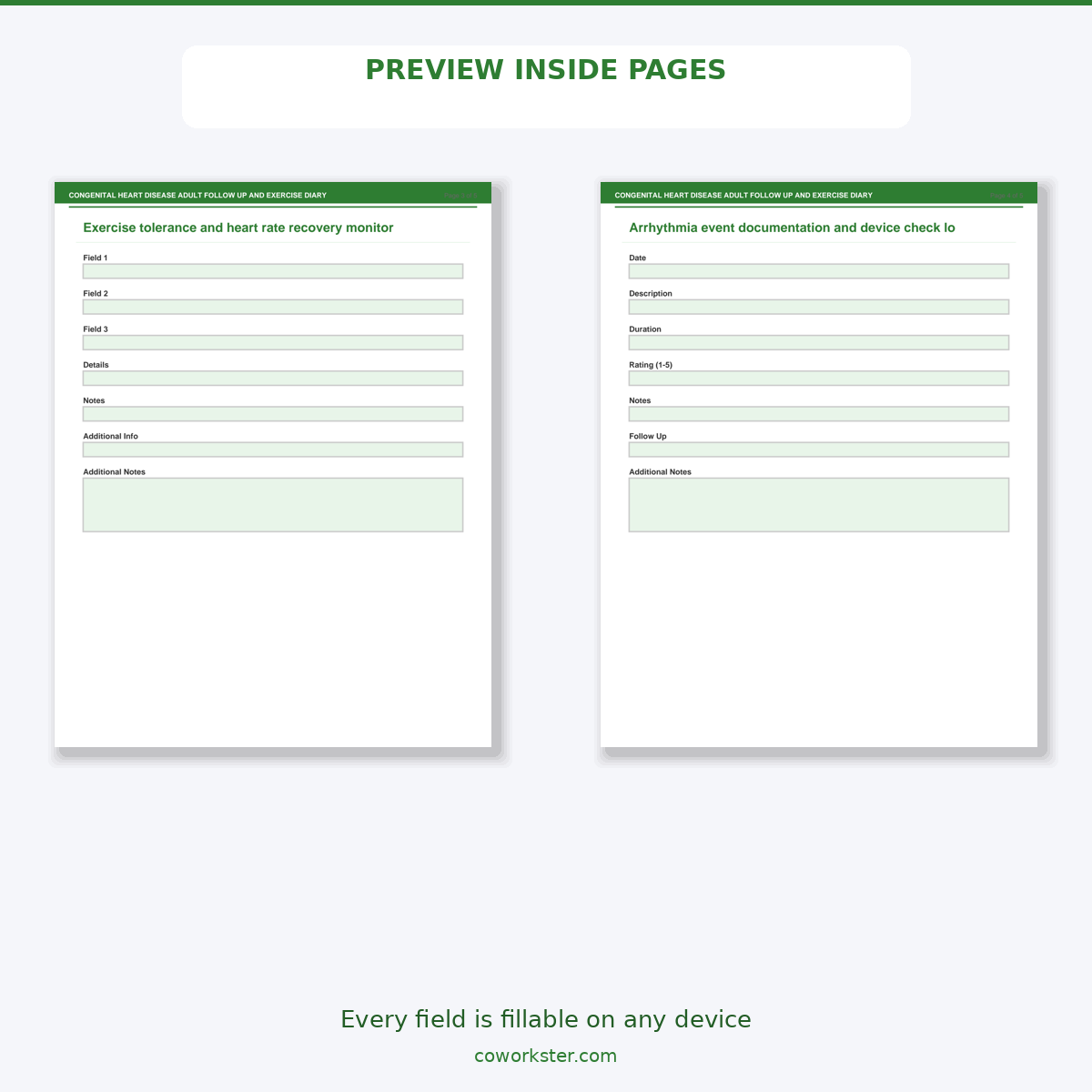 Congenital Heart Disease Adult Follow Up and Exercise Diary - Image 6