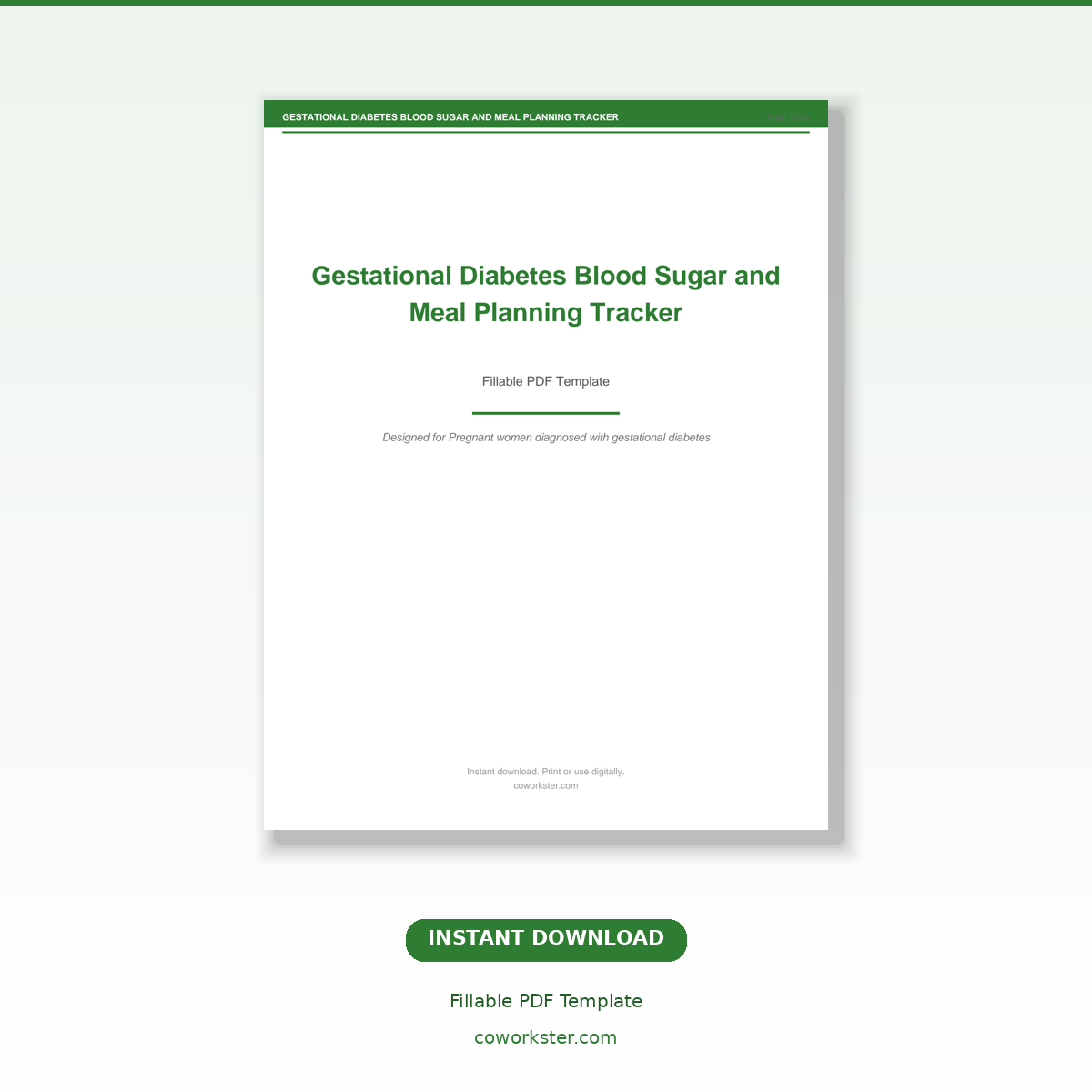 Gestational Diabetes Blood Sugar and Meal Planning Tracker