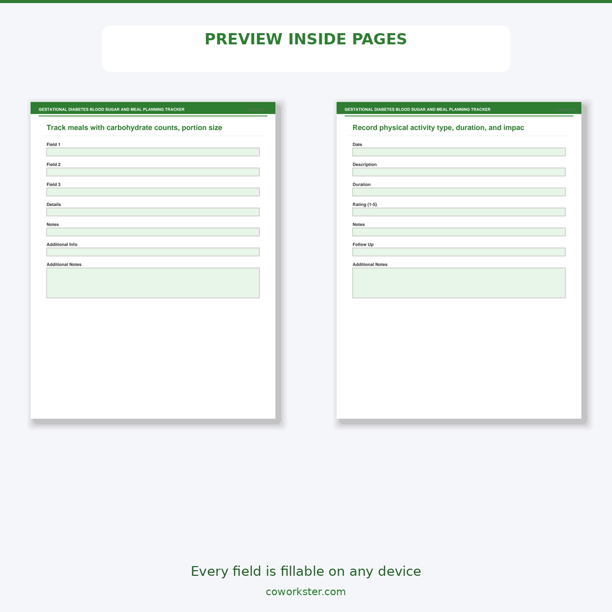 Gestational Diabetes Blood Sugar and Meal Planning Tracker - Image 6