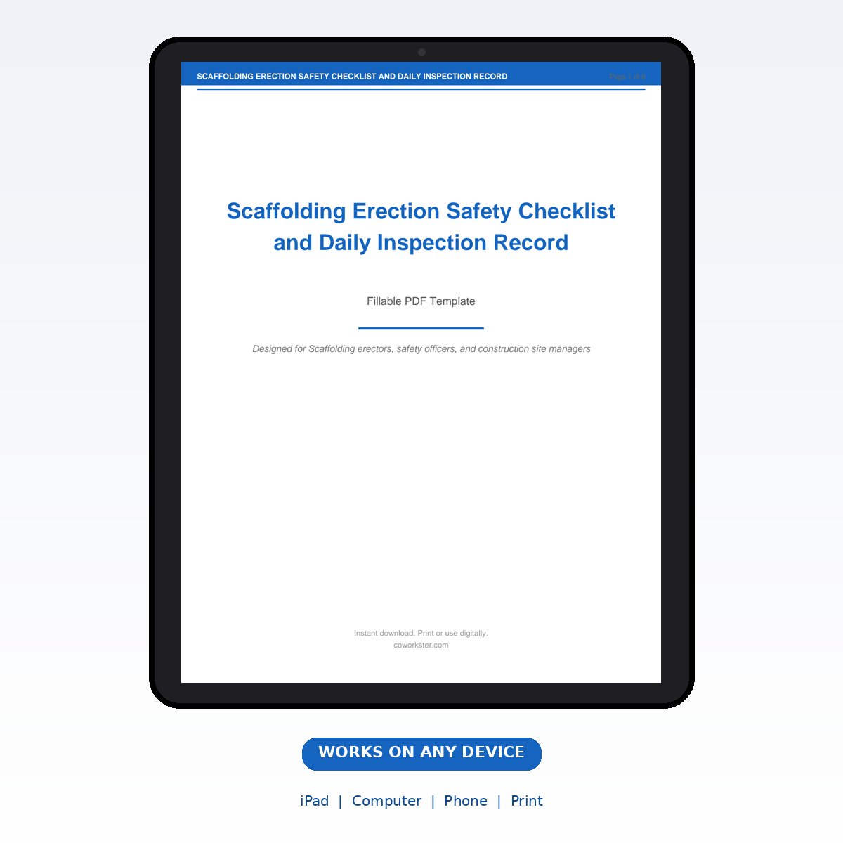 Scaffolding Erection Safety Checklist and Daily Inspection Record - Image 7