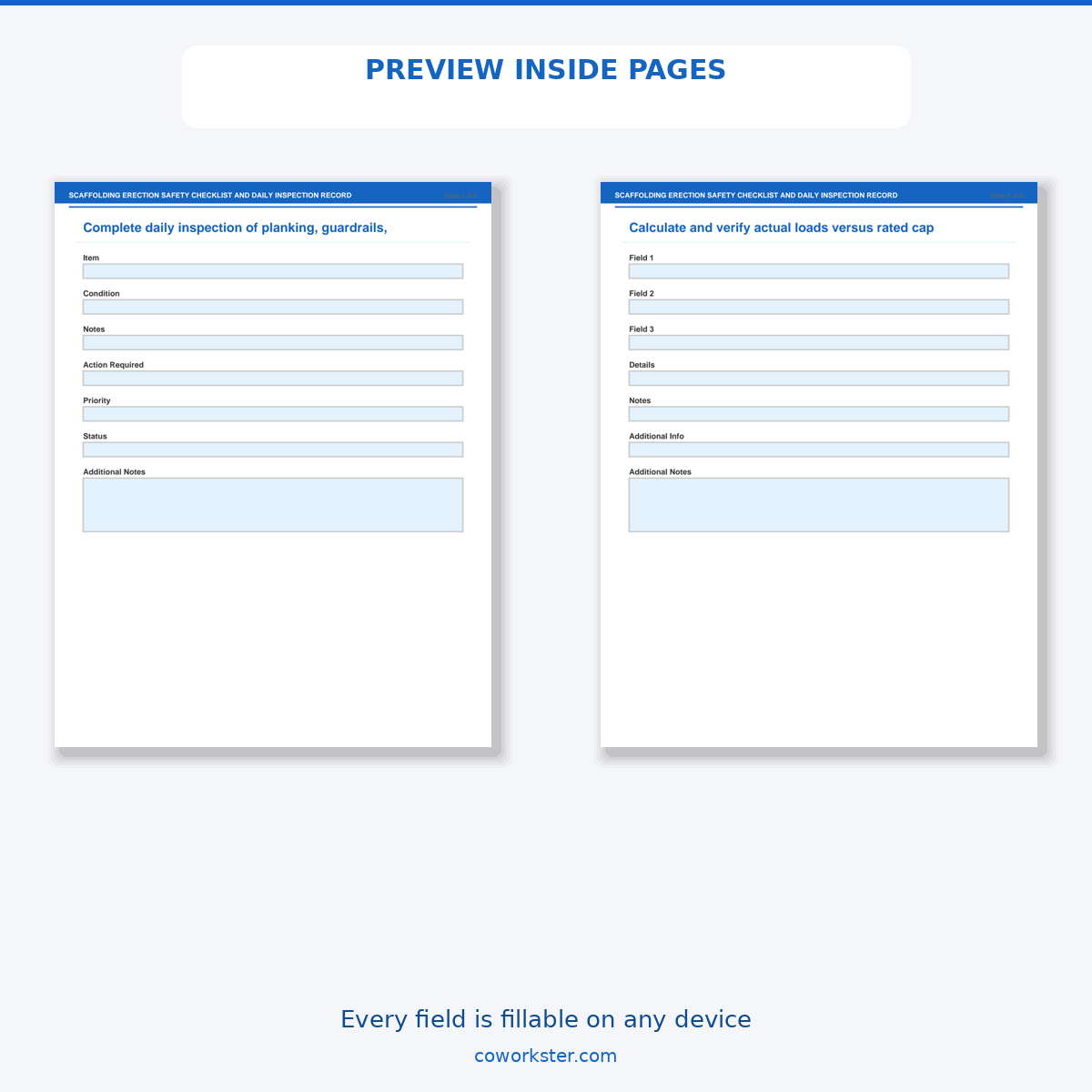 Scaffolding Erection Safety Checklist and Daily Inspection Record - Image 6