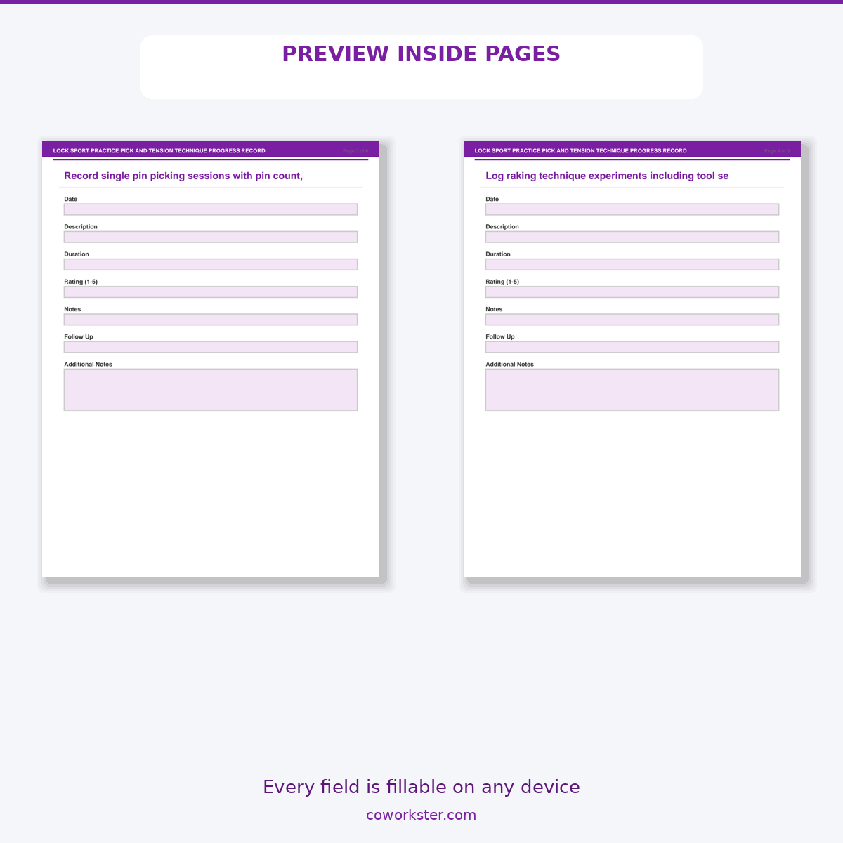 Lock Sport Practice Pick and Tension Technique Progress Record - Image 6