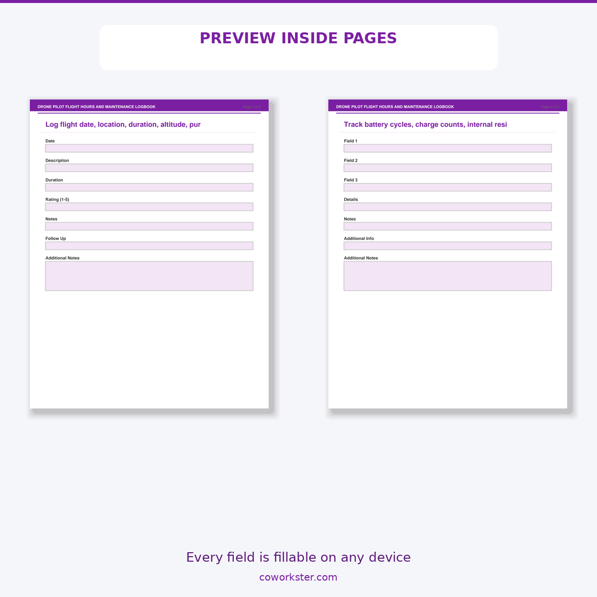 Drone Pilot Flight Hours and Maintenance Logbook - Image 5