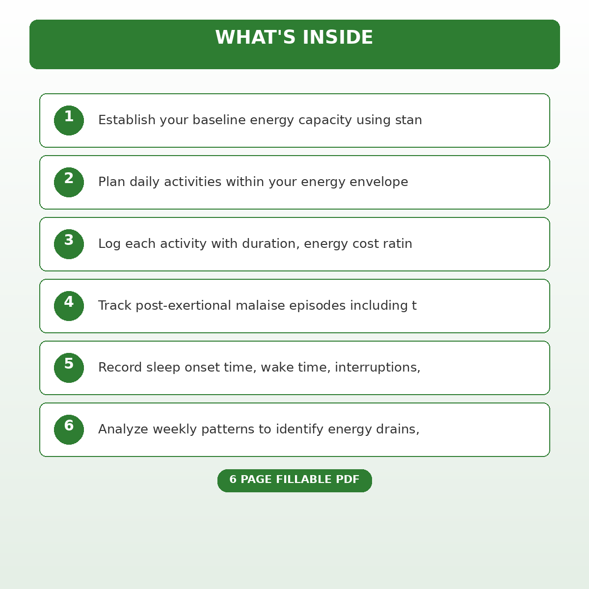 Chronic Fatigue Syndrome Energy Envelope and Activity Pacing Diary - Image 5