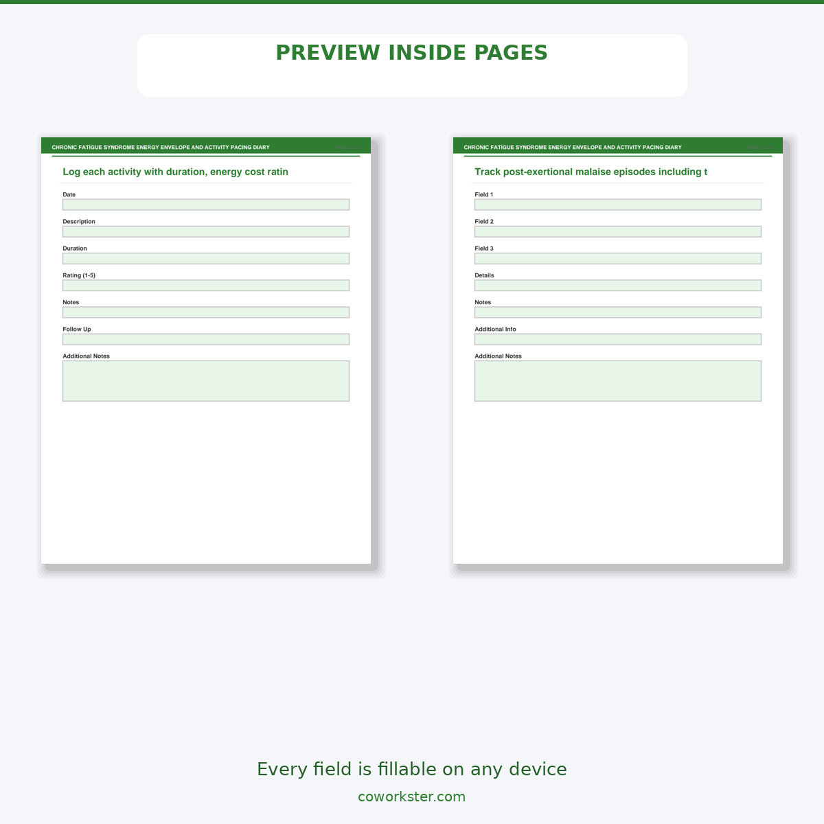 Chronic Fatigue Syndrome Energy Envelope and Activity Pacing Diary - Image 6