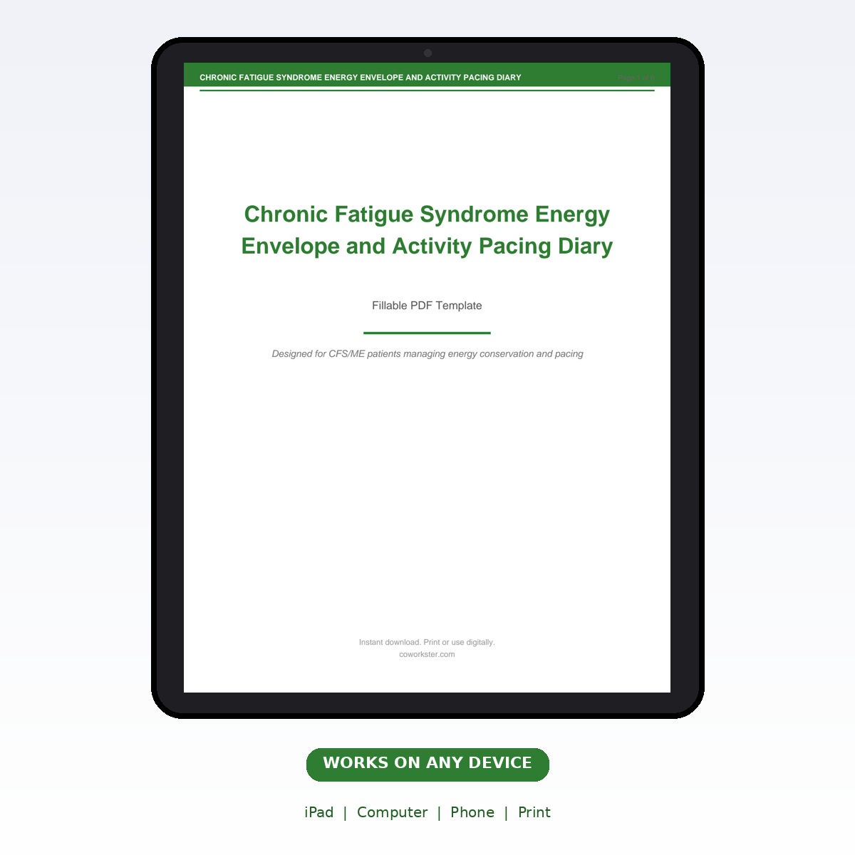 Chronic Fatigue Syndrome Energy Envelope and Activity Pacing Diary - Image 7