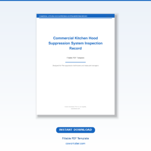 Commercial Kitchen Hood Suppression System Inspection Record