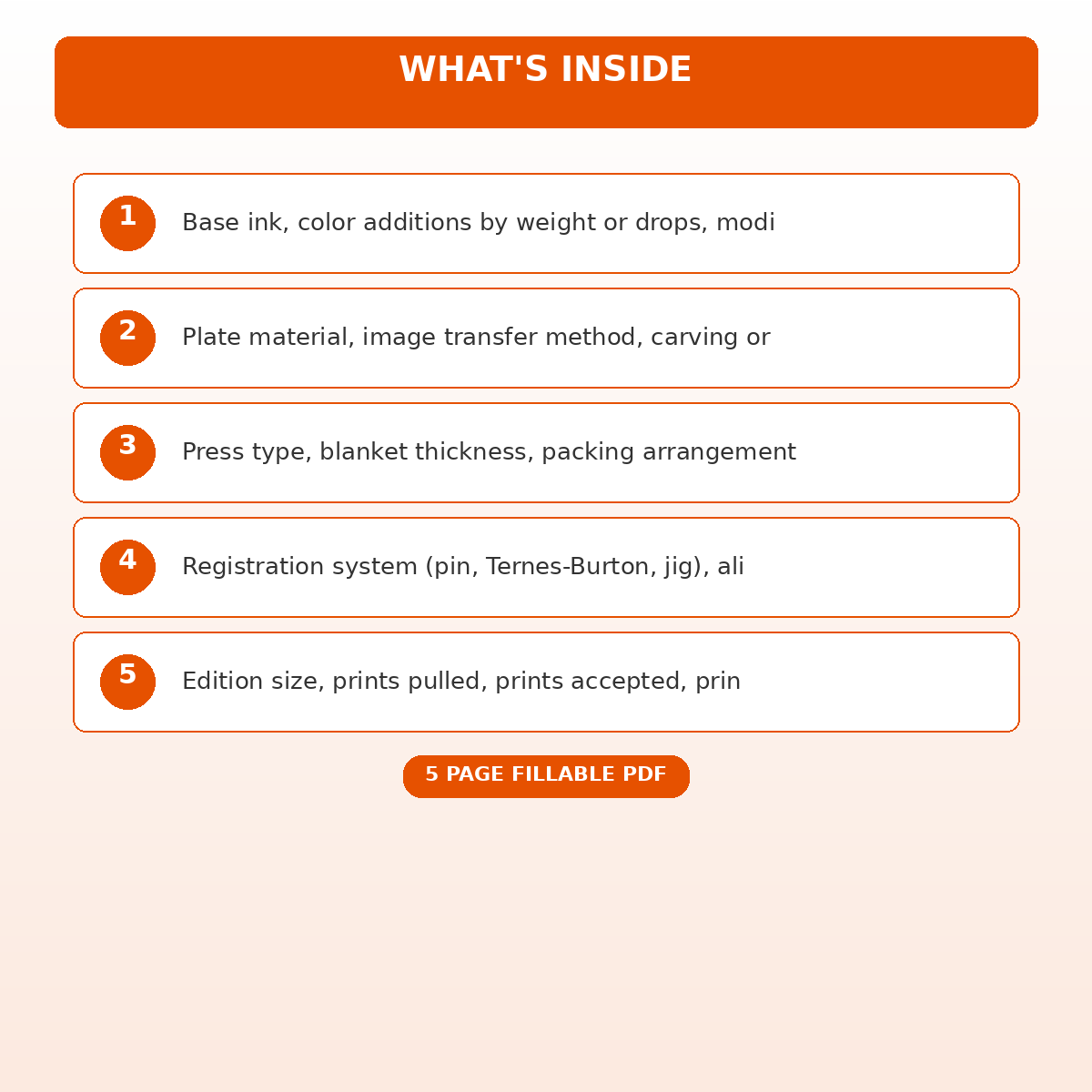 Printmaking Ink Mixing and Press Pressure Registration Record - Image 5