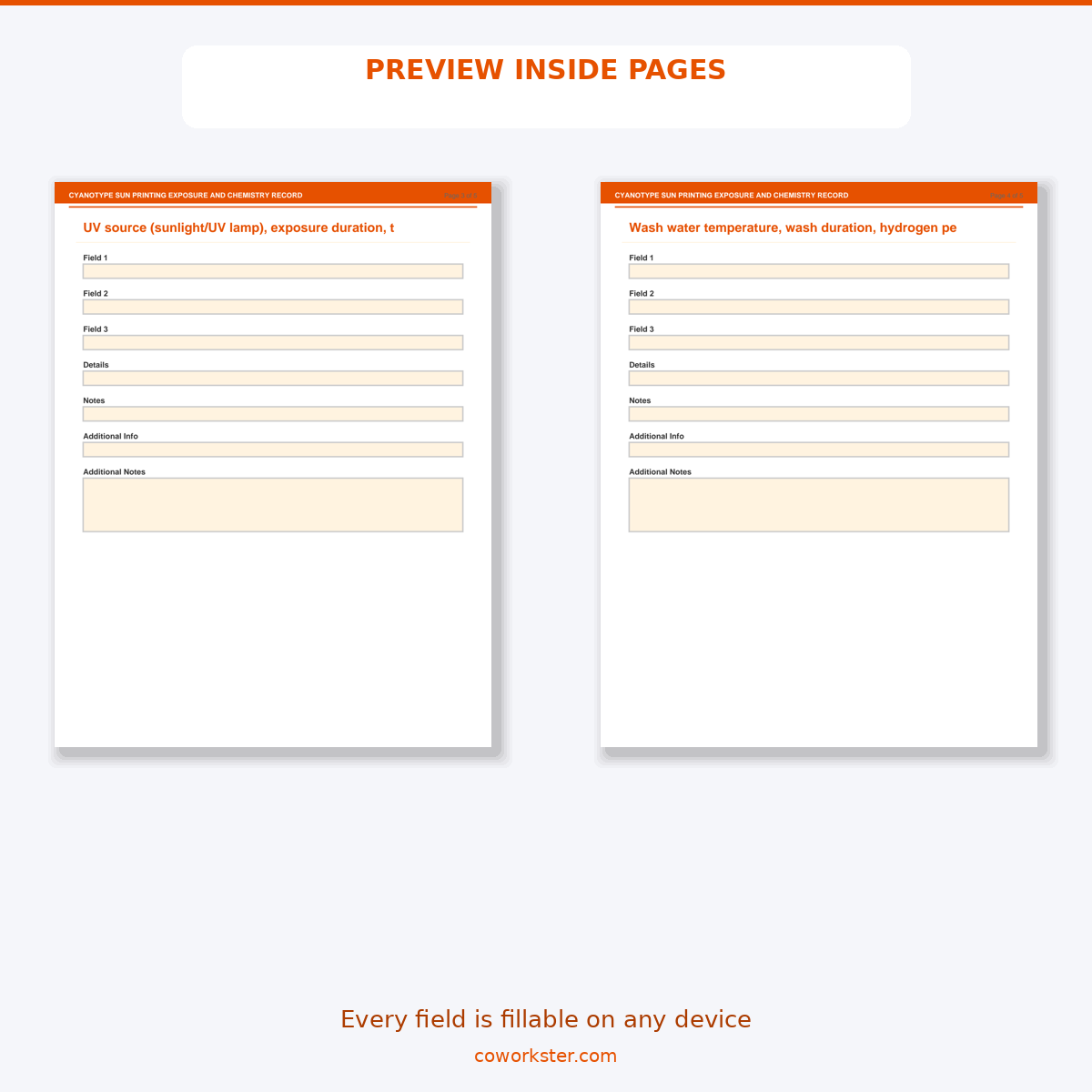Cyanotype Sun Printing Exposure and Chemistry Record - Image 6