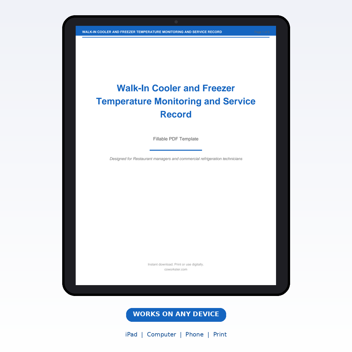 Walk-In Cooler and Freezer Temperature Monitoring and Service Record - Image 6