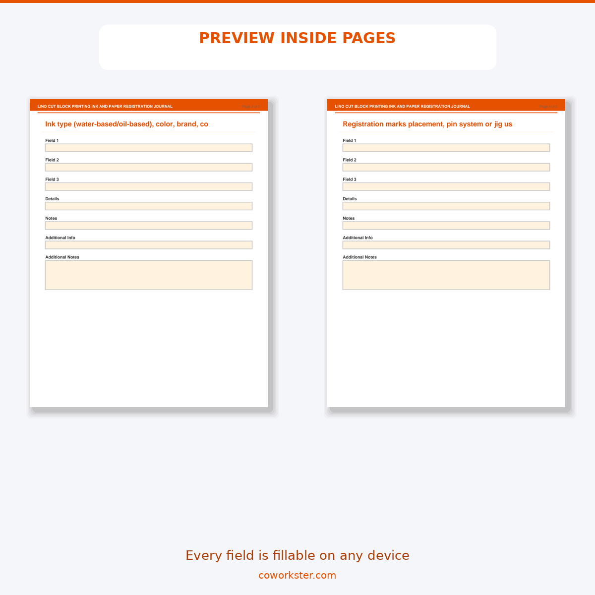 Lino Cut Block Printing Ink and Paper Registration Journal - Image 6