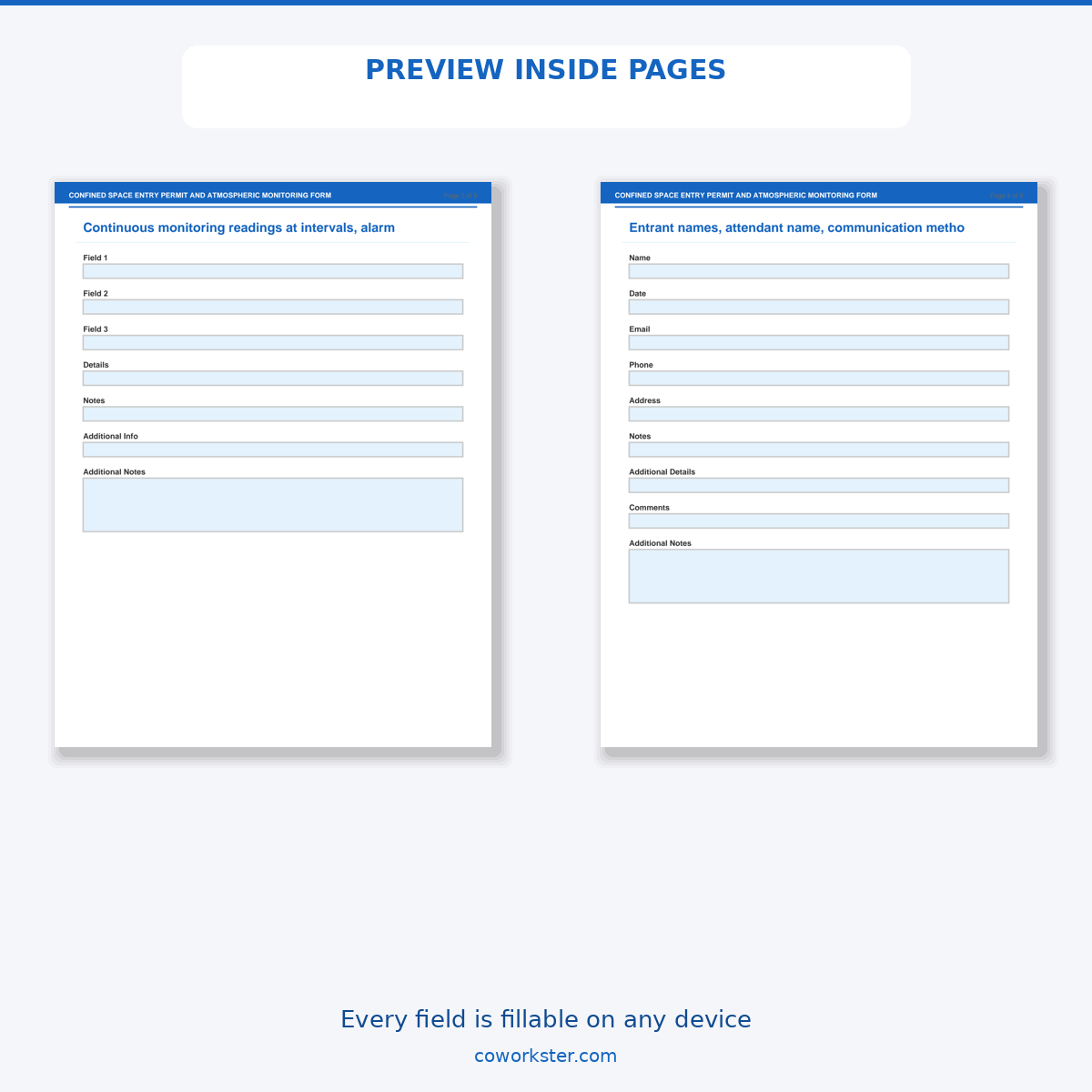 Confined Space Entry Permit and Atmospheric Monitoring Form - Image 5