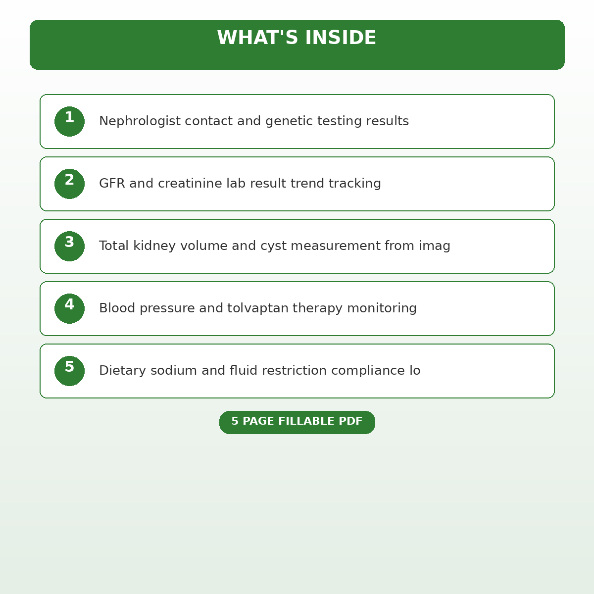 Polycystic Kidney Disease GFR and Cyst Monitoring Diary - Image 4