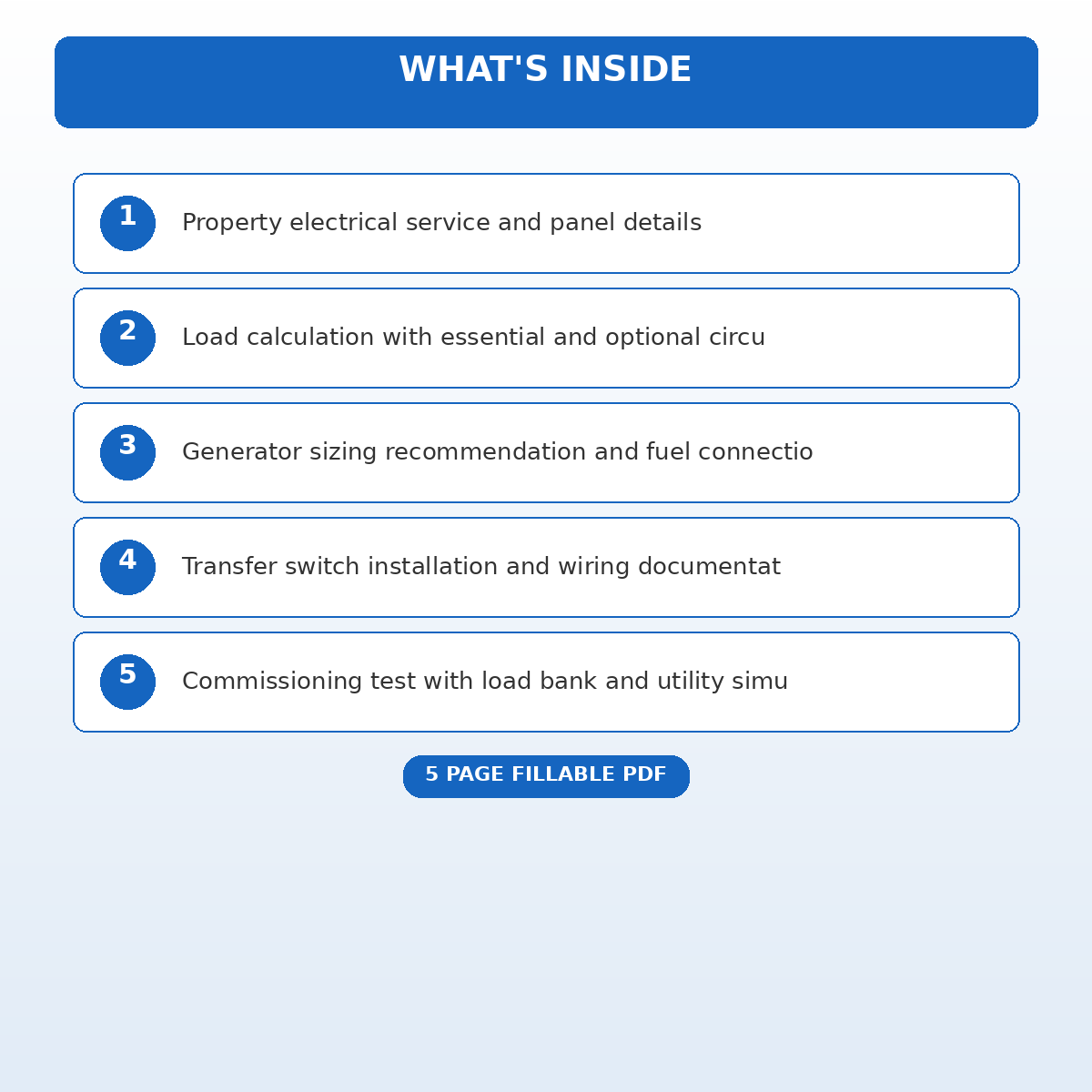 Standby Generator Load Calculation and Transfer Switch Service - Image 5
