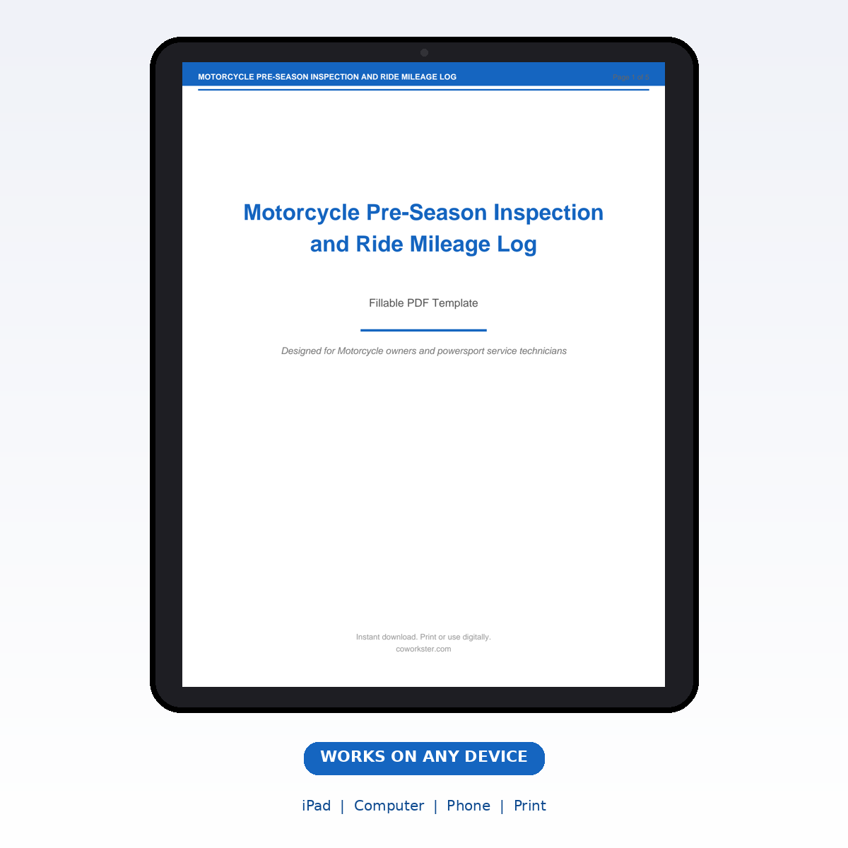 Motorcycle Pre-Season Inspection and Ride Mileage Log - Image 6