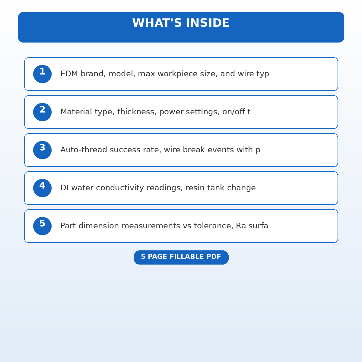 Wire EDM Machine Parameter and Filter Maintenance Log - Image 5