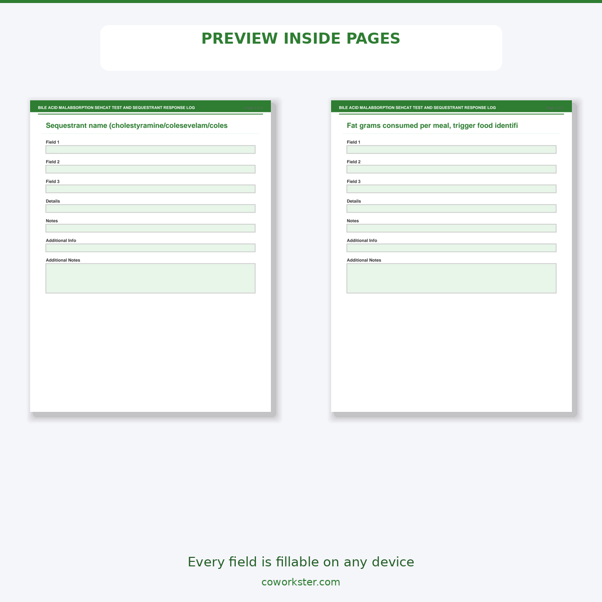 Bile Acid Malabsorption SeHCAT Test and Sequestrant Response Log - Image 6