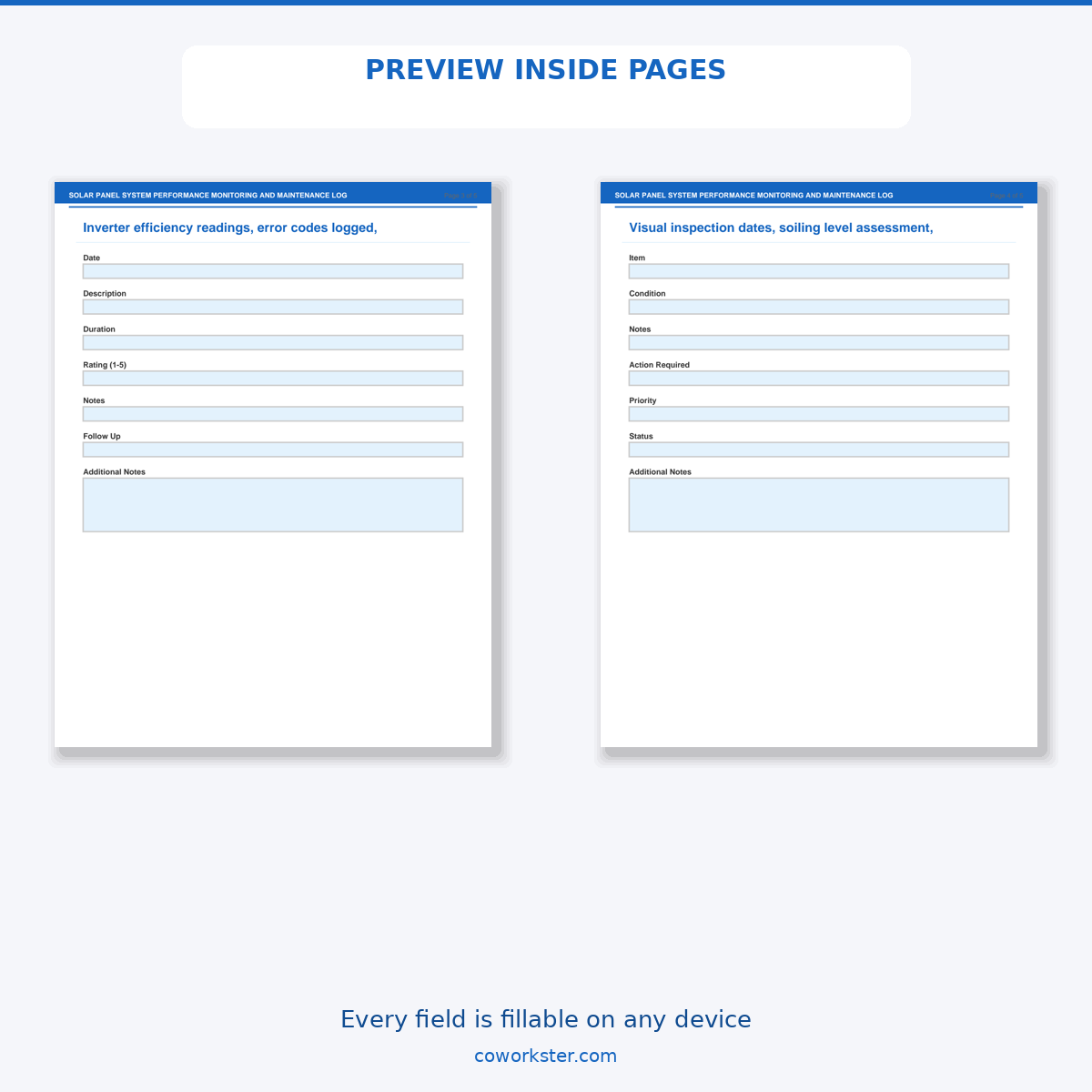 Solar Panel System Performance Monitoring and Maintenance Log - Image 6