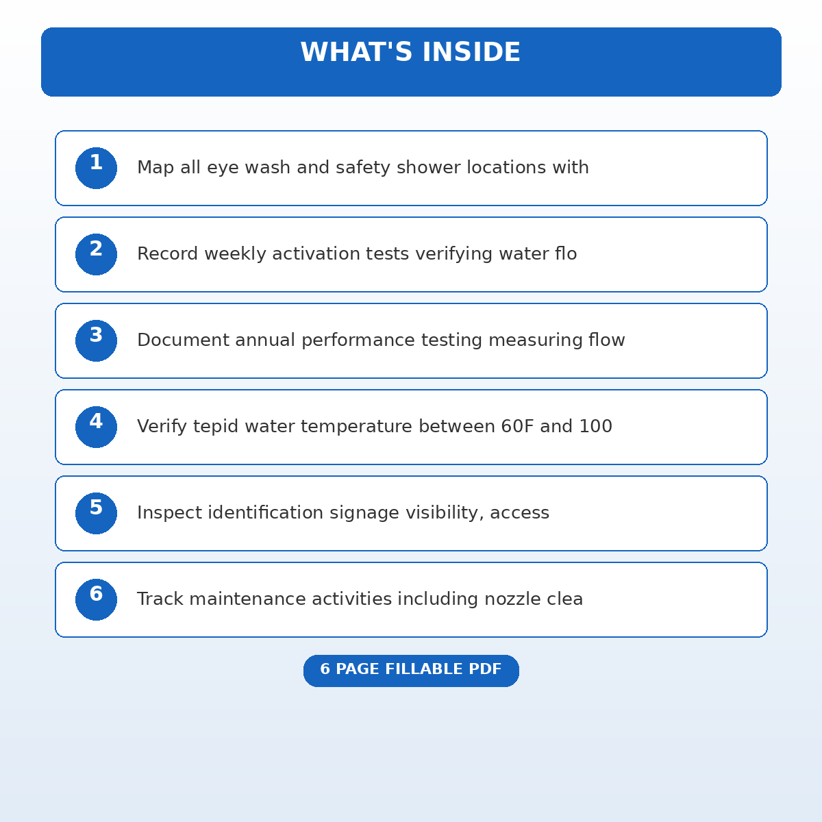 Eye Wash Station and Safety Shower Weekly Inspection Record - Image 5