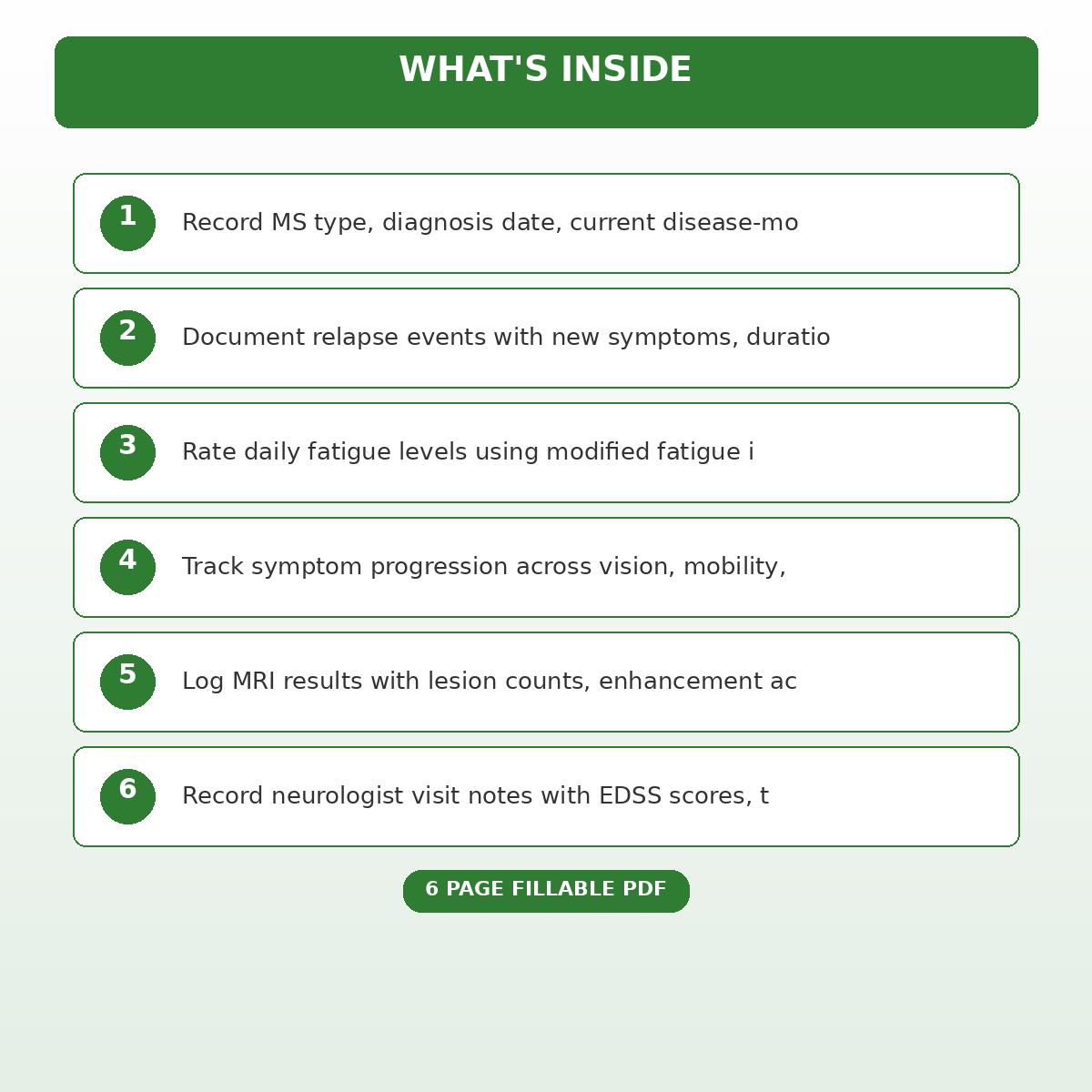 Multiple Sclerosis Relapse Documentation and Fatigue Management Record - Image 5