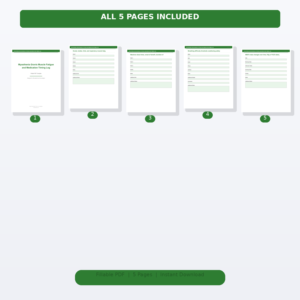 Myasthenia Gravis Muscle Fatigue and Medication Timing Log