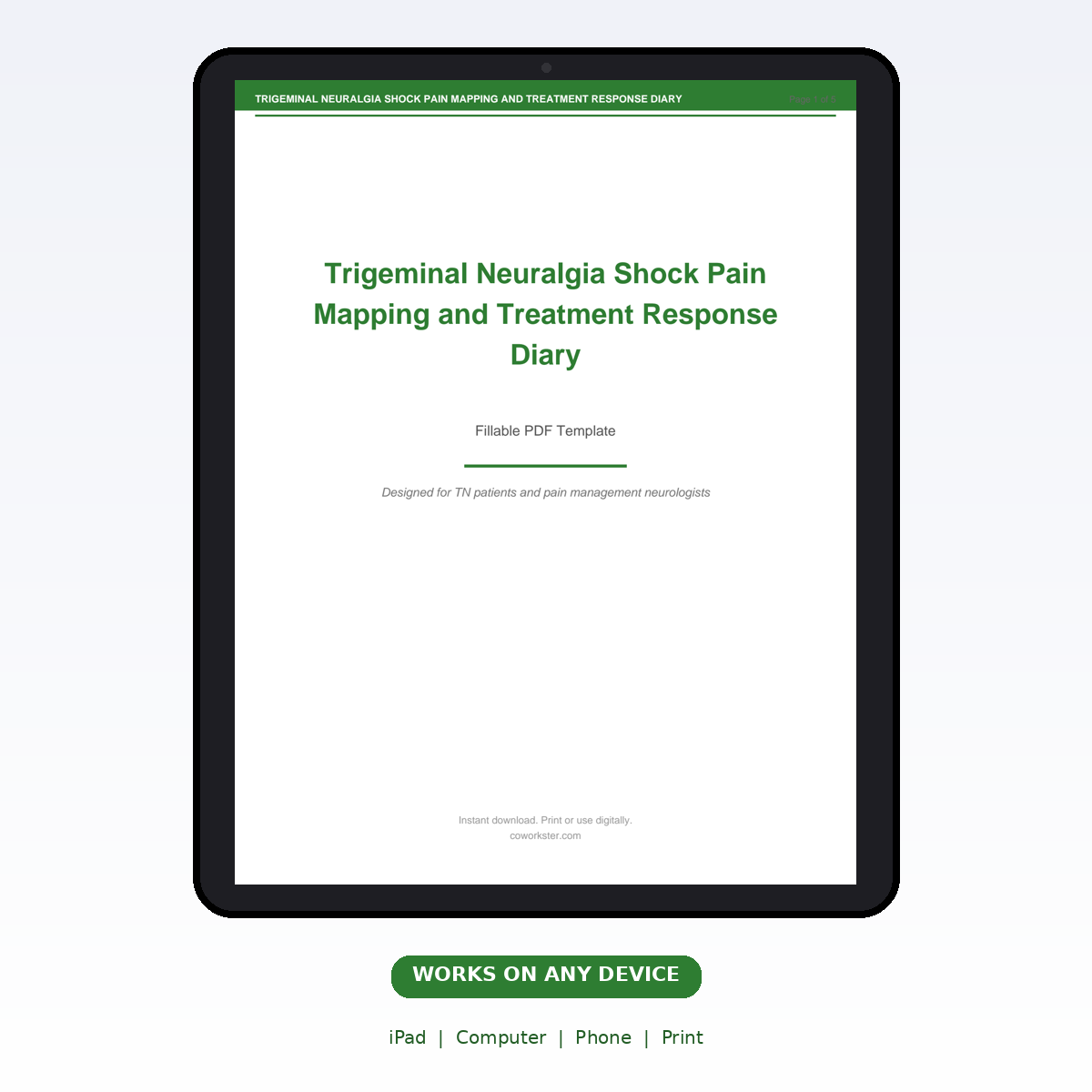 Trigeminal Neuralgia Shock Pain Mapping and Treatment Response Diary - Image 6