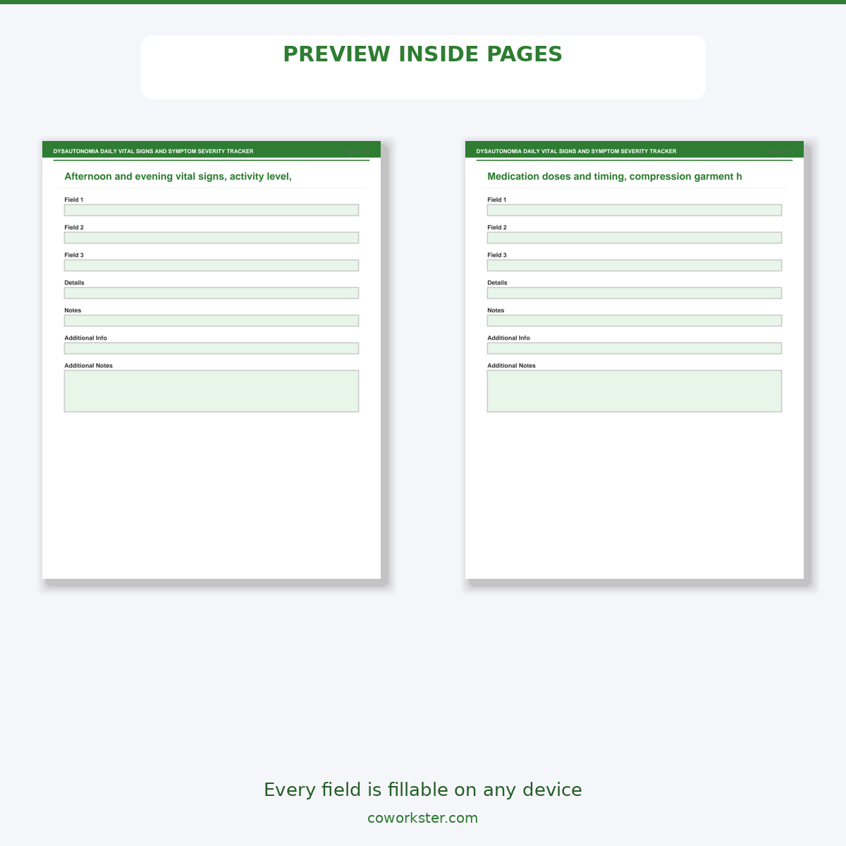 Dysautonomia Daily Vital Signs and Symptom Severity Tracker - Image 6