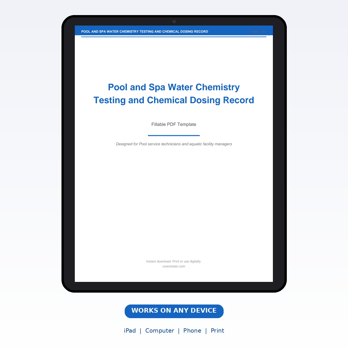 Pool and Spa Water Chemistry Testing and Chemical Dosing Record - Image 7