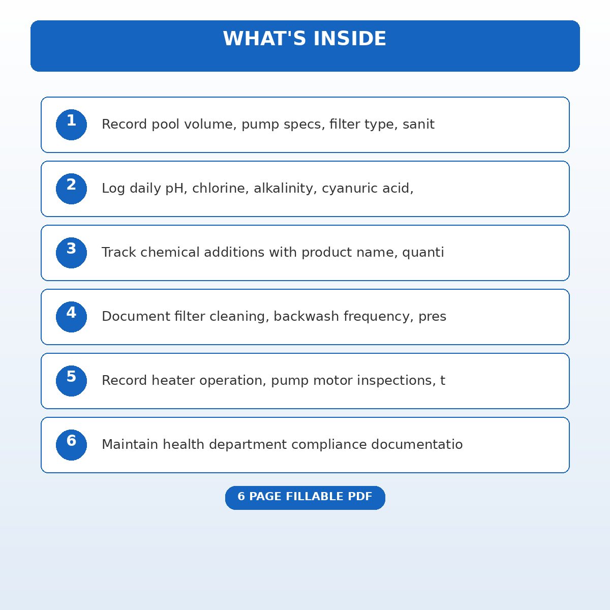 Pool and Spa Water Chemistry Testing and Chemical Dosing Record - Image 5