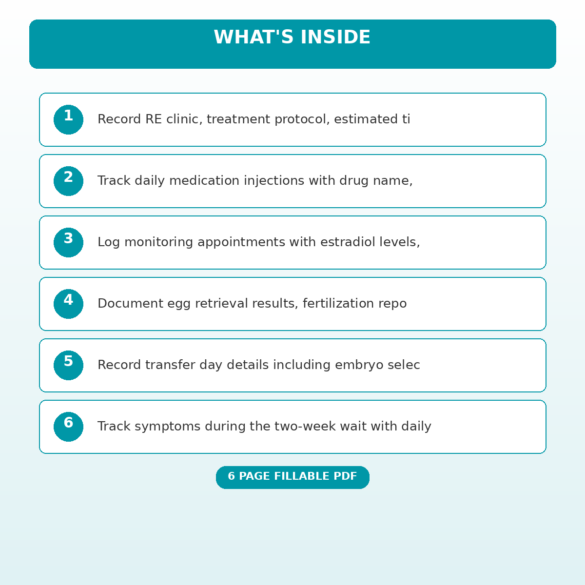 IVF Treatment Cycle Medication Schedule and Monitoring Record - Image 4