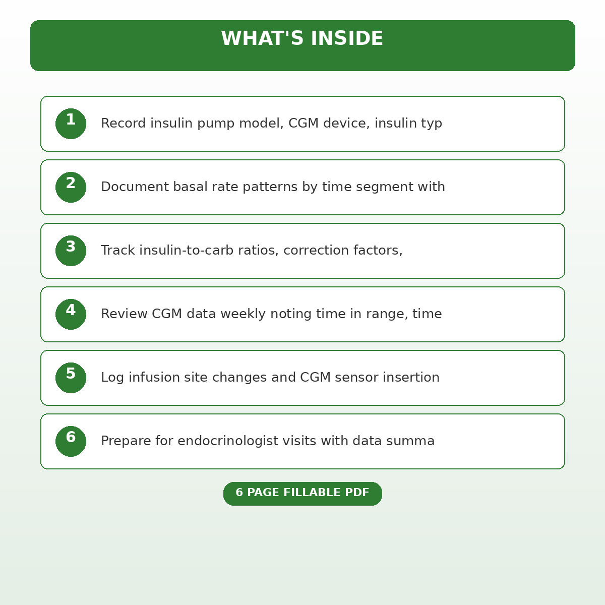 Type 1 Diabetes Insulin Pump Setting and CGM Data Review Record - Image 4