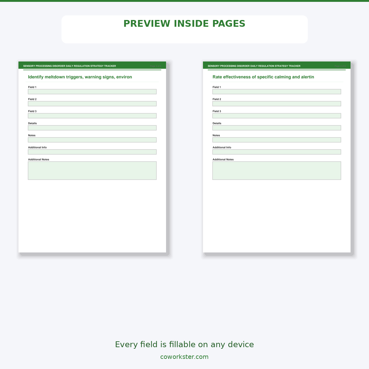Sensory Processing Disorder Daily Regulation Strategy Tracker - Image 5