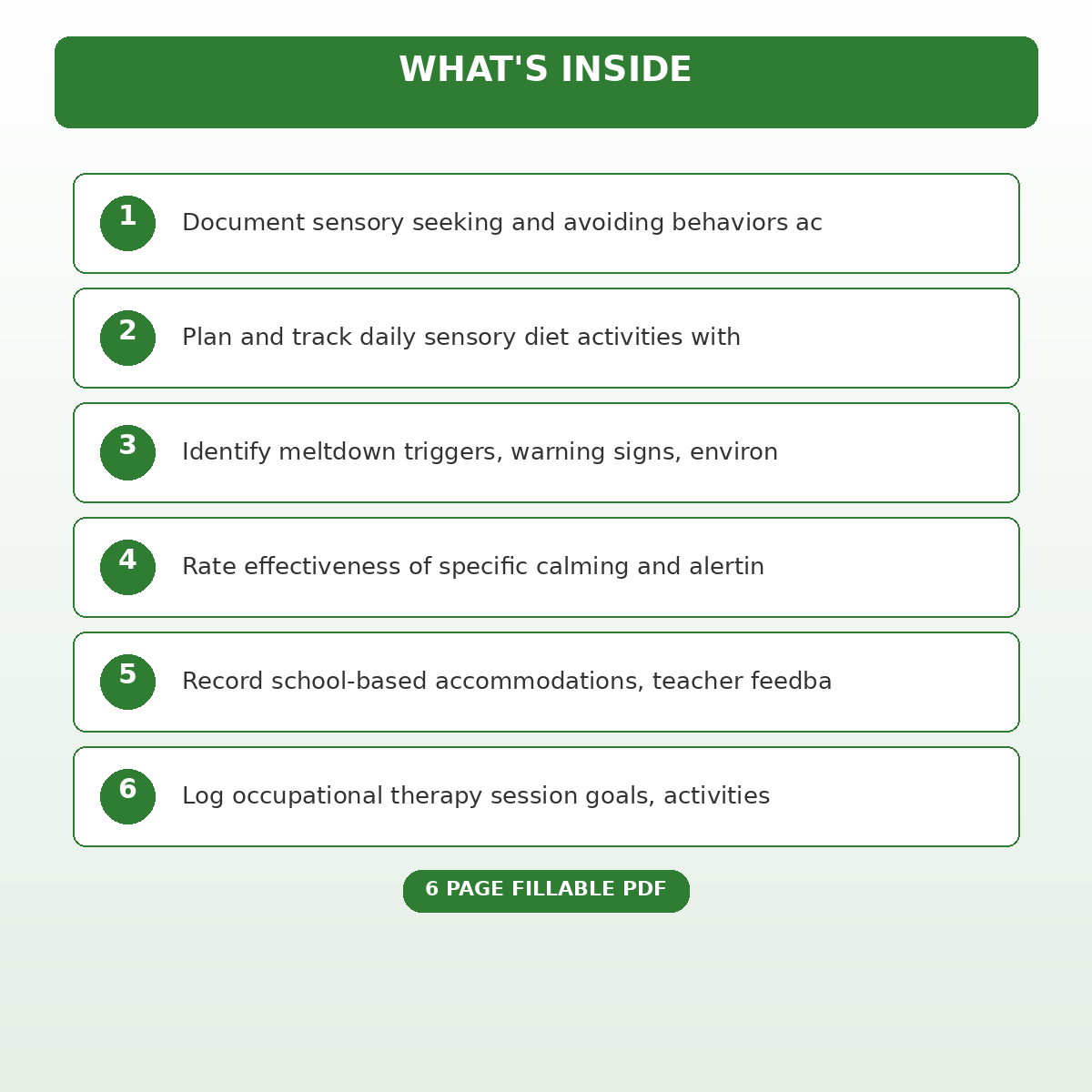 Sensory Processing Disorder Daily Regulation Strategy Tracker - Image 4