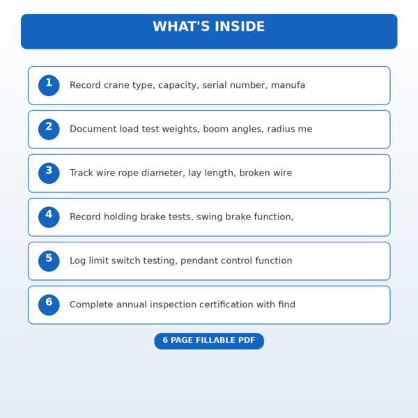 Crane Load Test and Annual Inspection Documentation Form | Coworkster
