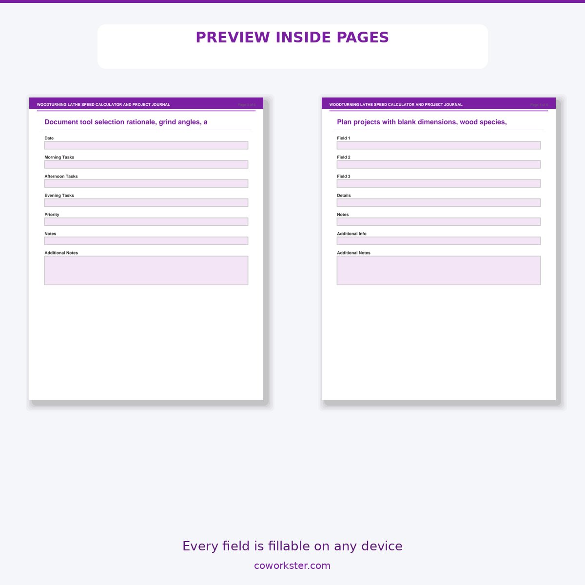 Woodturning Lathe Speed Calculator and Project Journal - Image 6