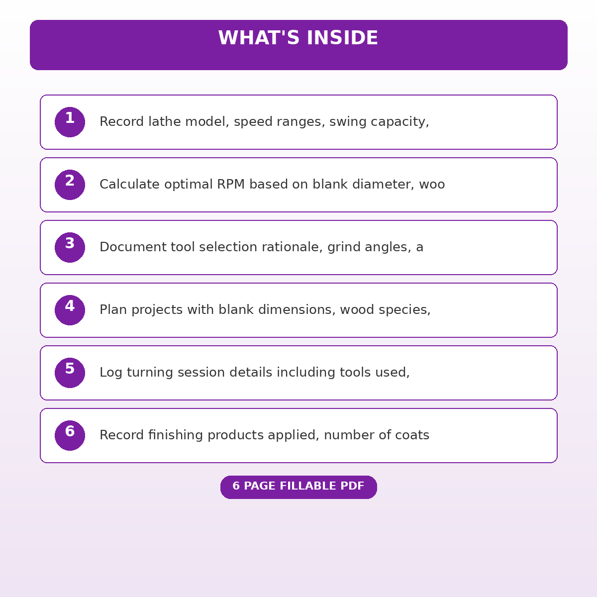 Woodturning Lathe Speed Calculator and Project Journal - Image 5