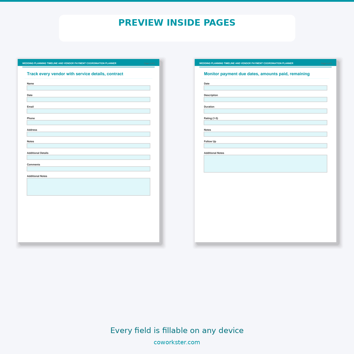Wedding Planning Timeline and Vendor Payment Coordination Planner - Image 6