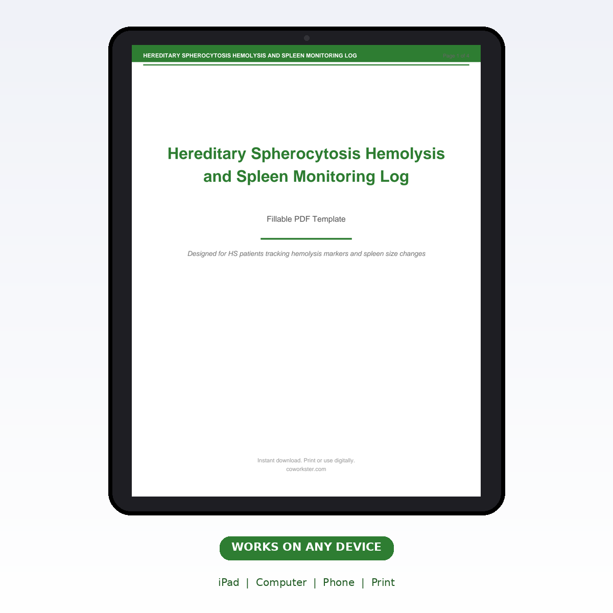 Hereditary Spherocytosis Hemolysis and Spleen Monitoring Log - Image 6