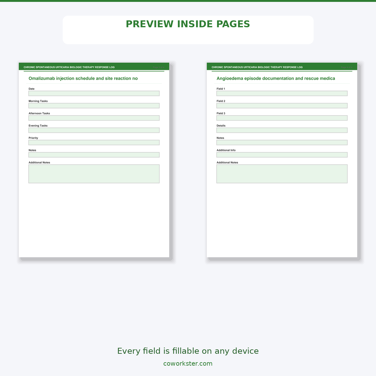 Chronic Spontaneous Urticaria Biologic Therapy Response Log - Image 6